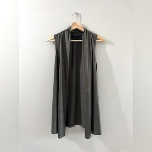 Faux suede grey/green long vest